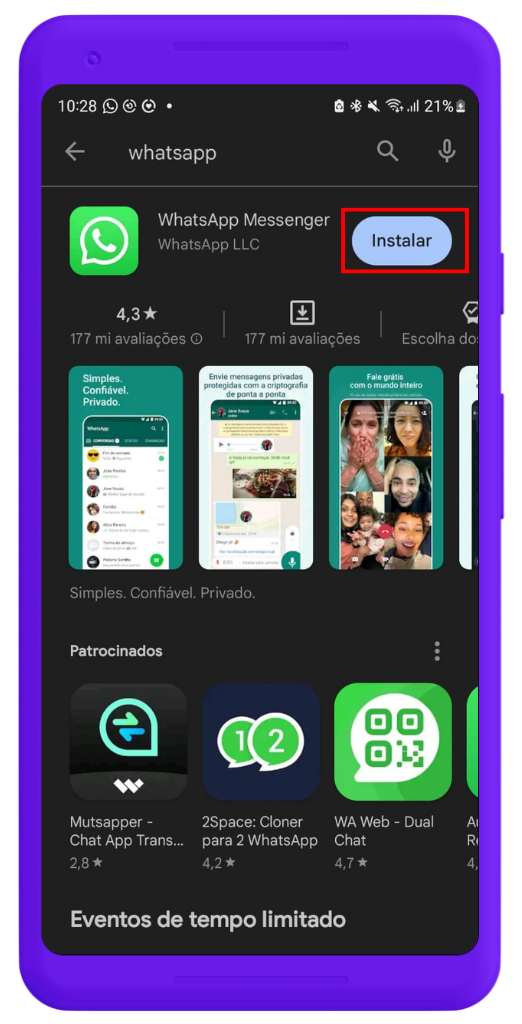 Como instalar WhatsApp no celular
