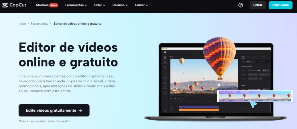 CapCut para edição de vídeos gratuito