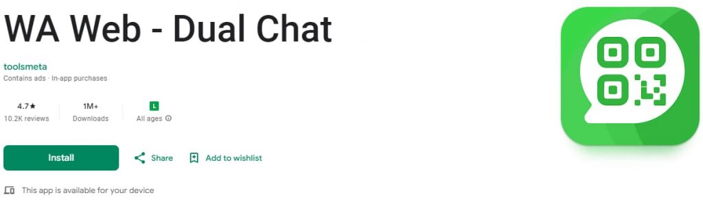 WA Web - Dual Chat: aplicativo para clonar Whatsapp