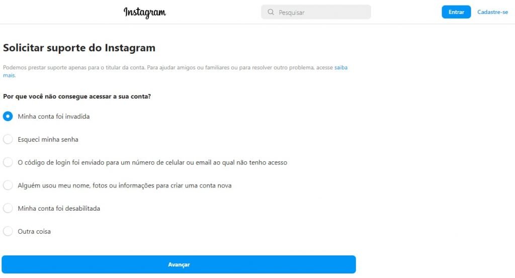 Como recuperar Instagram hackeado