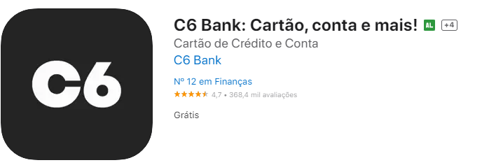 Aplicativo C6 Bank disponível para iOS